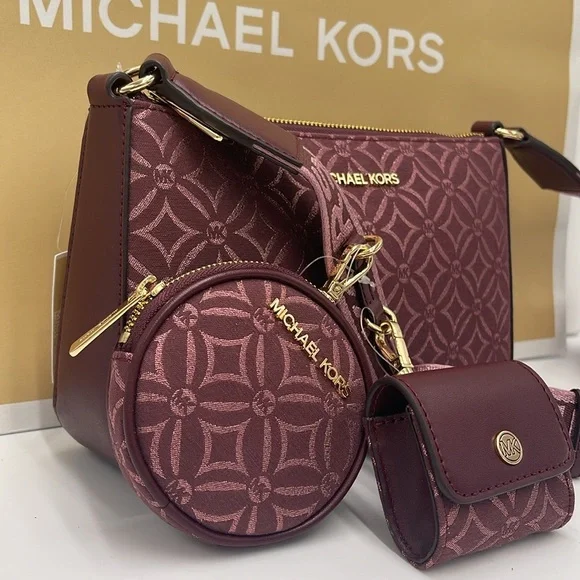 MICHAEL KORS Jet Set Travel Small Logo Jacquard Crossbody With Tech Attach - Oxb - Picture 2 of 16